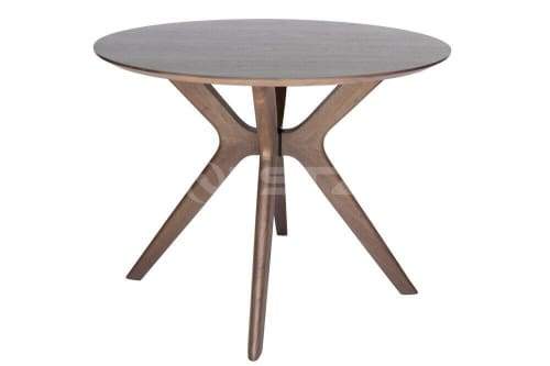 Lyn Round Wood Dining Table - 100cm - Walnut Fast shipping On sale