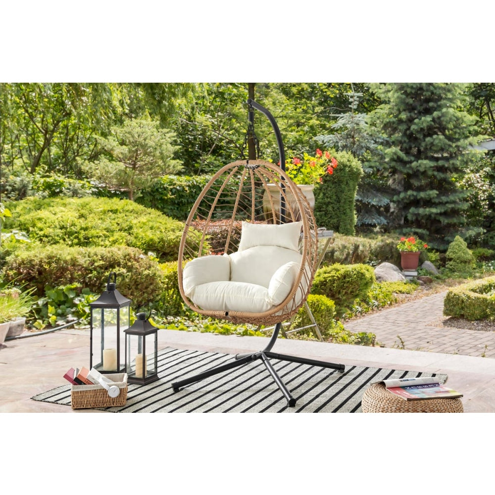 Mackenzie Outdoor Furniture Relaxing Lounge Egg Patio Chair - Beige Fast shipping On sale