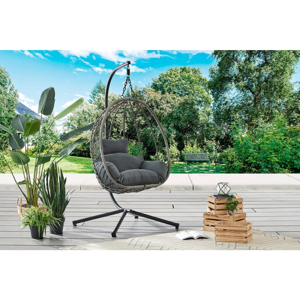 Mackenzie Outdoor Furniture Relaxing Lounge Egg Patio Chair - Grey/ Grey Fast shipping On sale