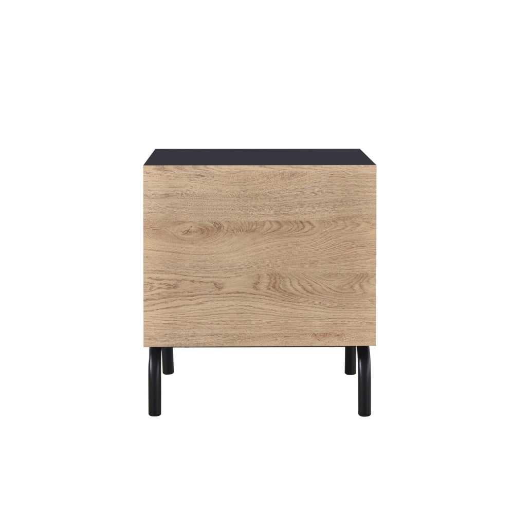 Madden Scandinavian Wooden Bedside Side Table NightStand - Oak & Black Fast shipping On sale