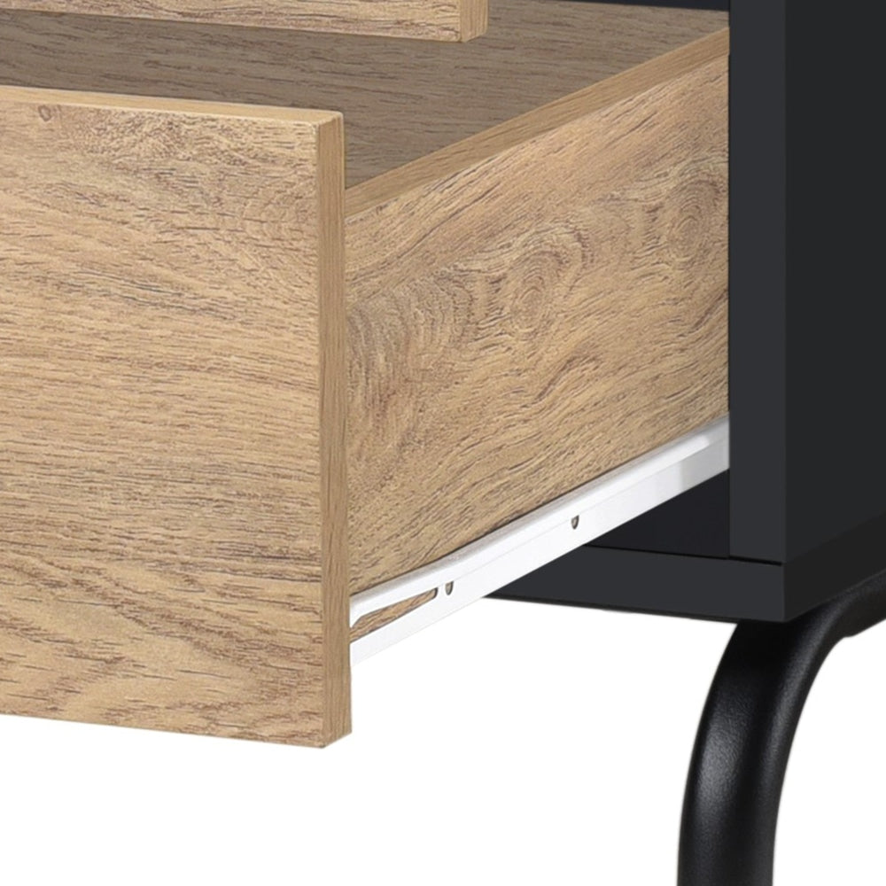 Madden Scandinavian Wooden Bedside Side Table NightStand - Oak & Black Fast shipping On sale