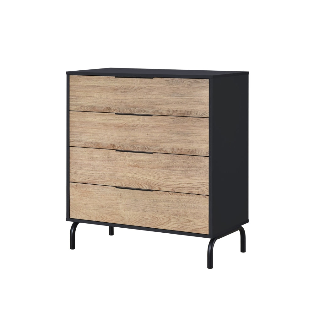 Madden Scandinavian Wooden Chest of Drawers Tallboy Storage Cabinet - Oak & Black Of Fast shipping On sale