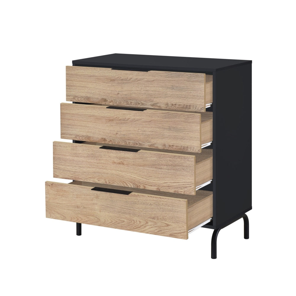 Madden Scandinavian Wooden Chest of Drawers Tallboy Storage Cabinet - Oak & Black Of Fast shipping On sale