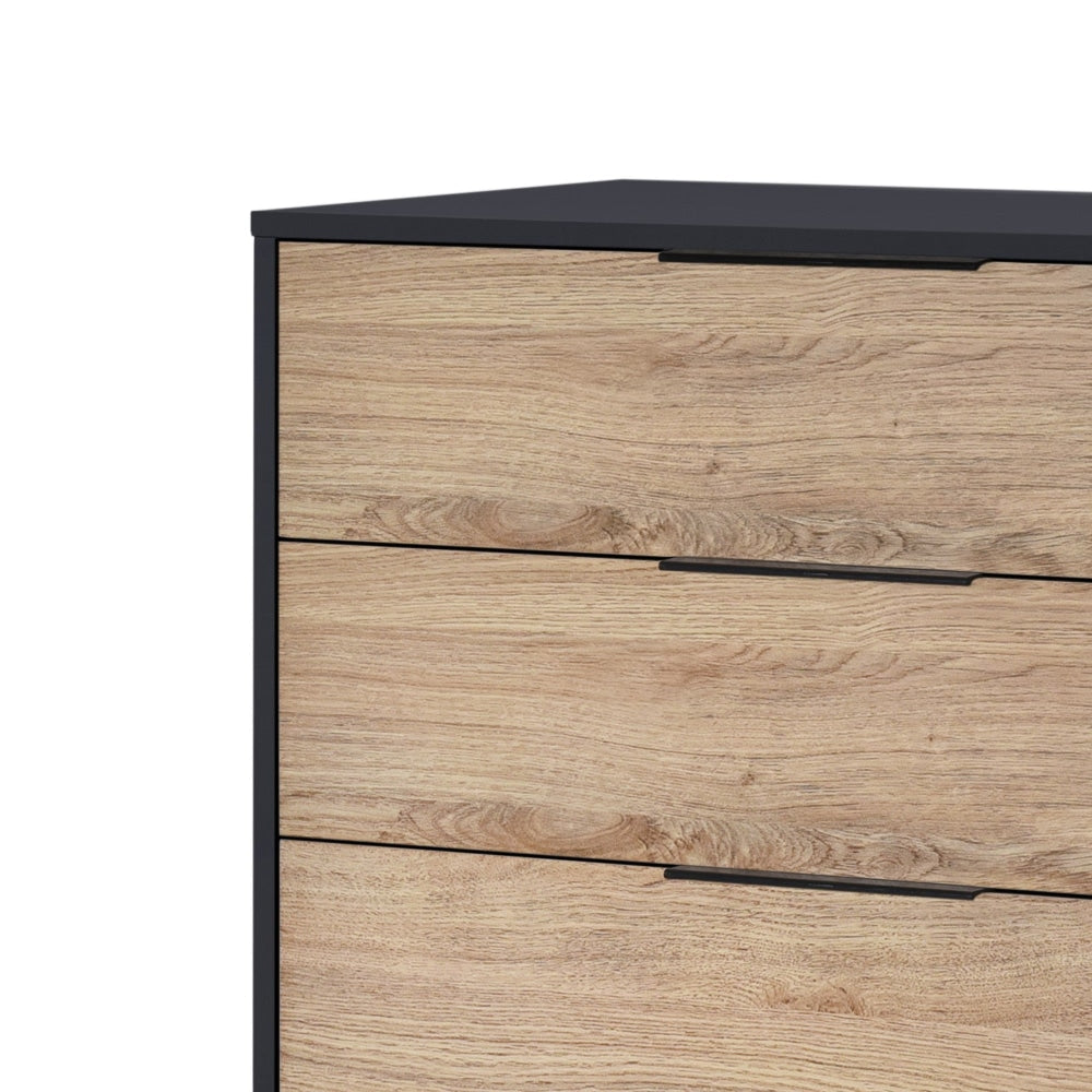 Madden Scandinavian Wooden Chest of Drawers Tallboy Storage Cabinet - Oak & Black Of Fast shipping On sale