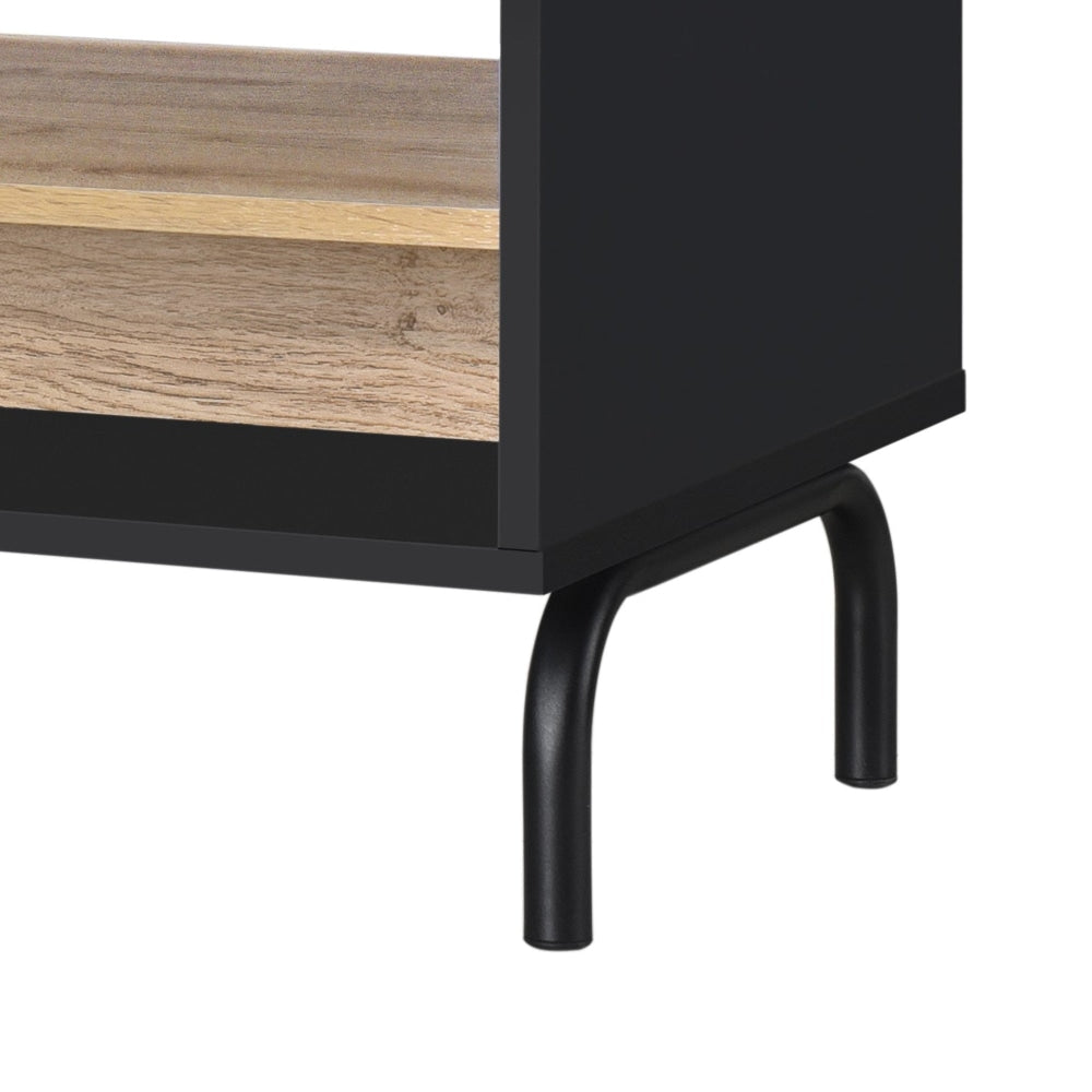 Madden Scandinavian Wooden Open Shelf Coffee Table - Oak & Black Fast shipping On sale