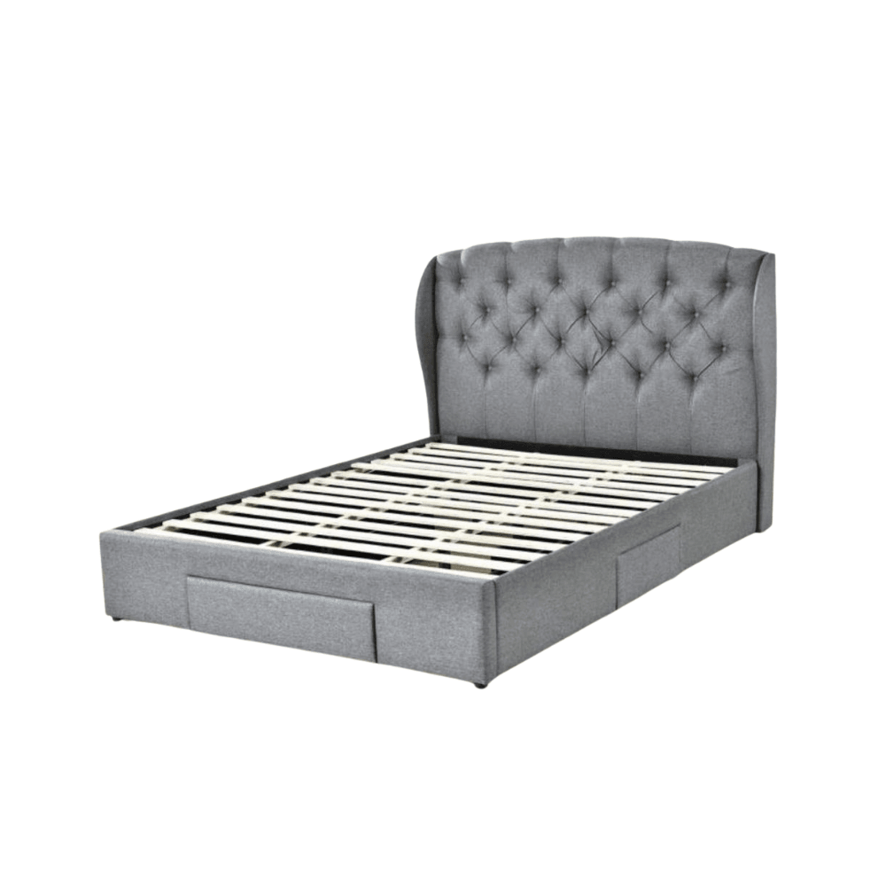 Fabric Queen Tufted Headboard Bed Frame With Drawers Storage - Dark Grey Fast shipping On sale