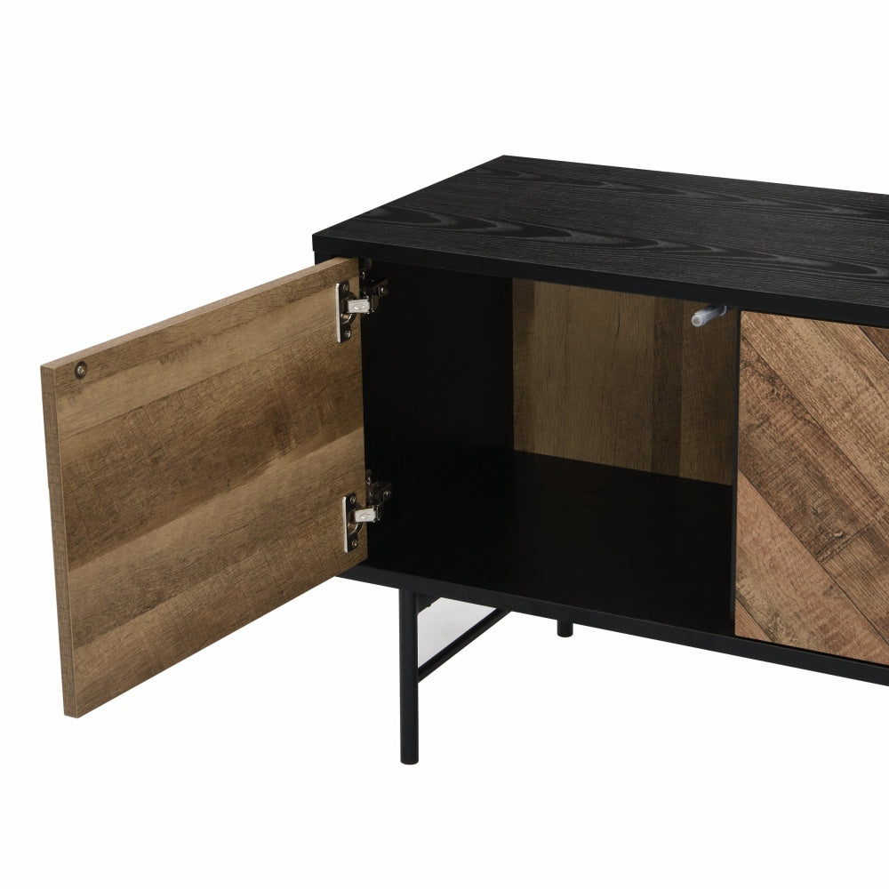 Magnus Entertainment Unit TV Stand W/ 3-Doors - Walnut/Black Fast shipping On sale