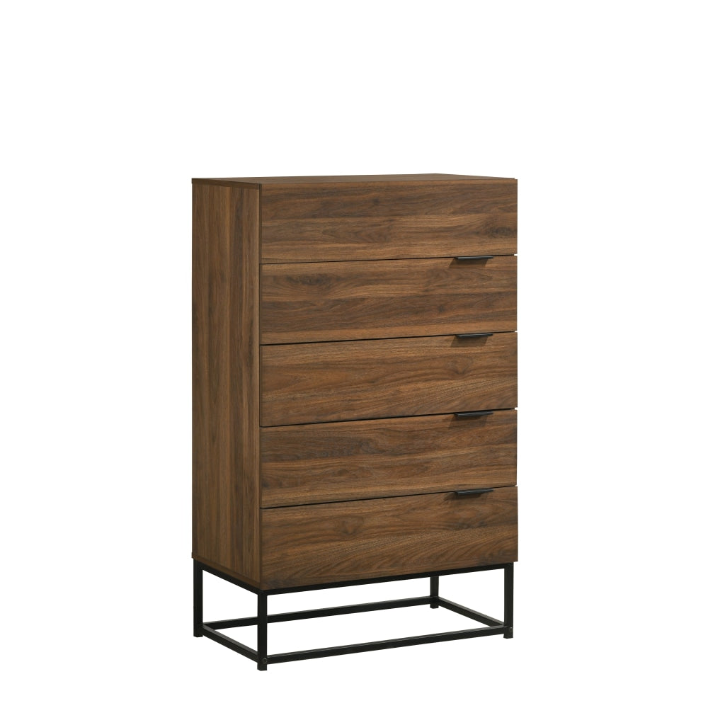 Malachi Chest Of 5-Drawers Tallboy Storage Cabinet - Walnut Drawers Fast shipping On sale