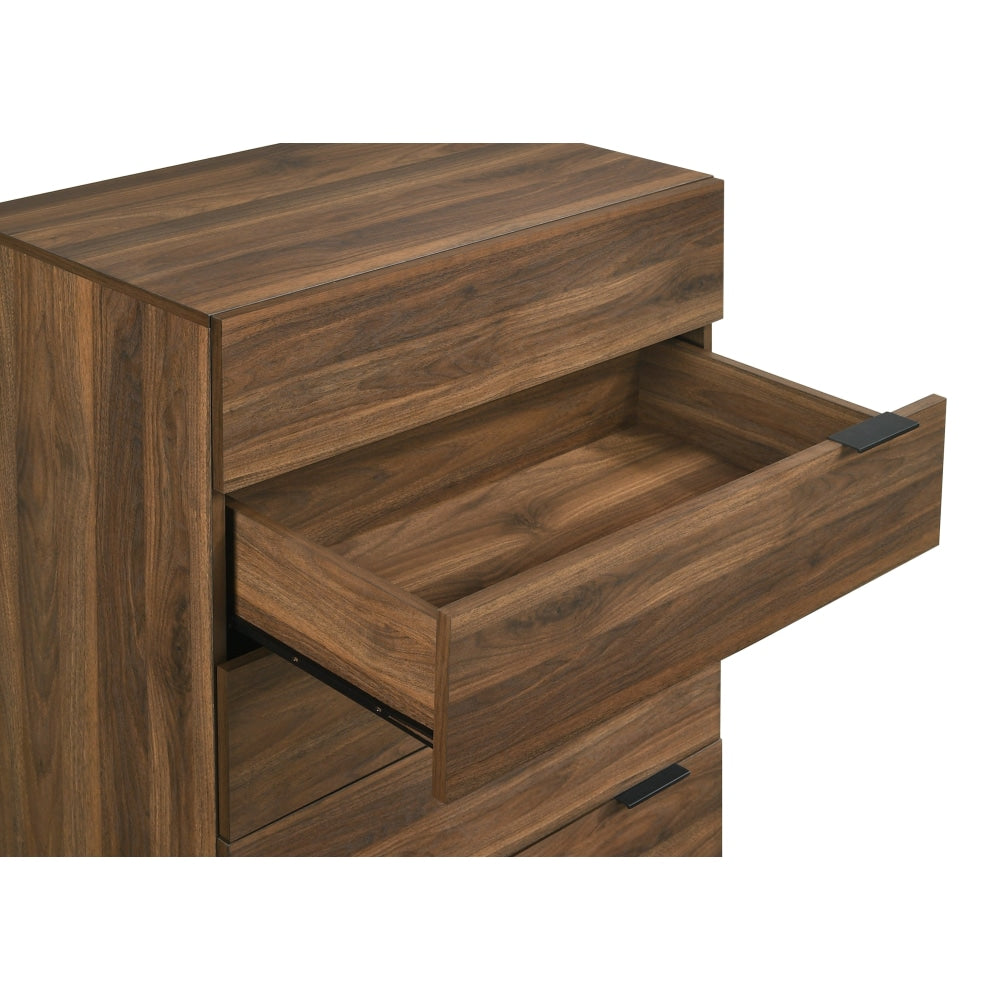 Malachi Chest Of 5-Drawers Tallboy Storage Cabinet - Walnut Drawers Fast shipping On sale