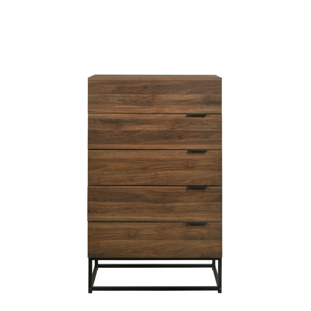 Malachi Chest Of 5-Drawers Tallboy Storage Cabinet - Walnut Drawers Fast shipping On sale