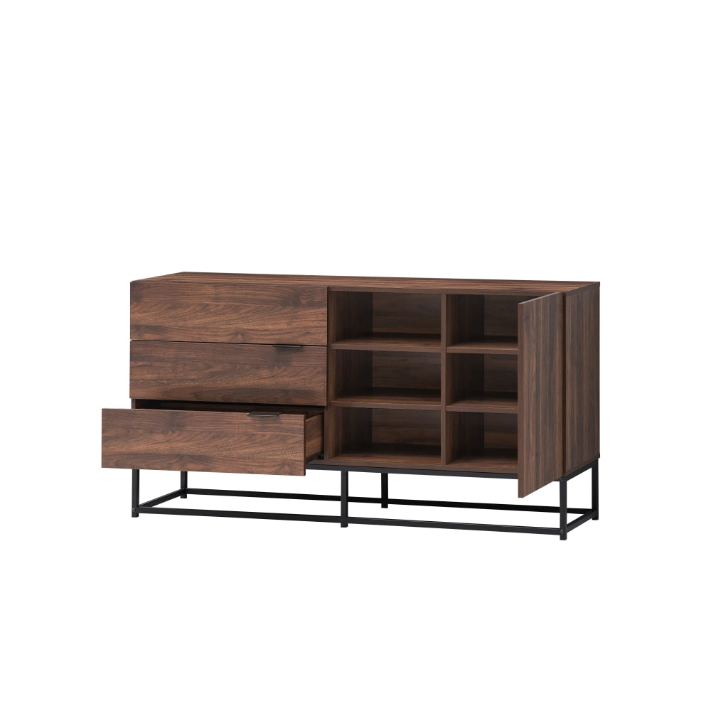 Malachi Sideboard Buffet Unit Storage Cabinet W/ 1-Door 3-Drawers - Walnut/Black & Fast shipping On sale