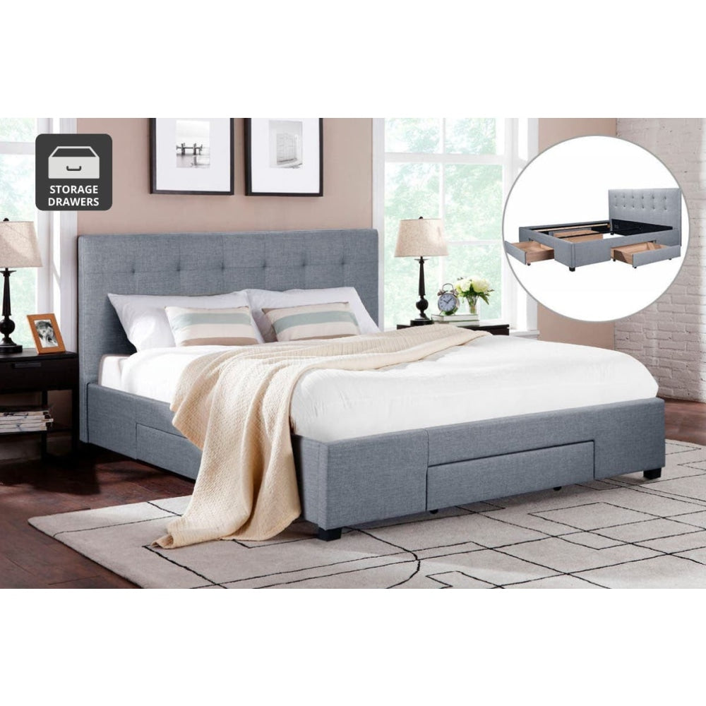 Manarola Collection 3 Drawer Bed Frame - Grey Double Fast shipping On sale