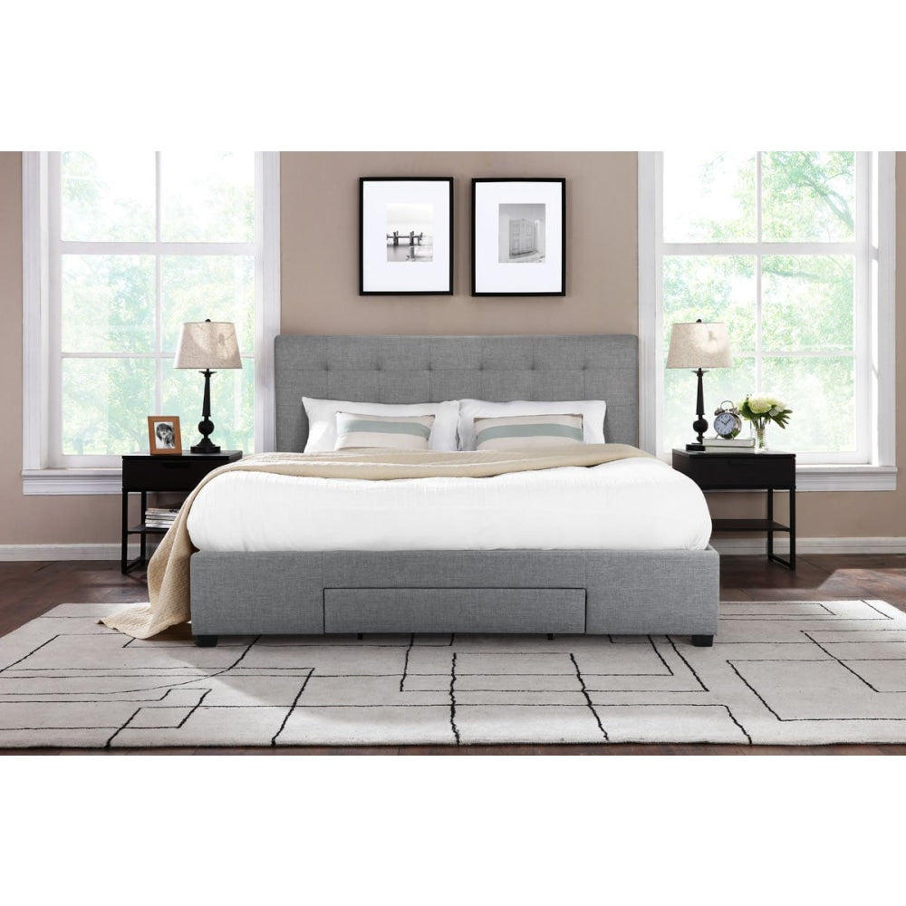 Manarola Collection 3 Drawer Bed Frame - Grey King Fast shipping On sale