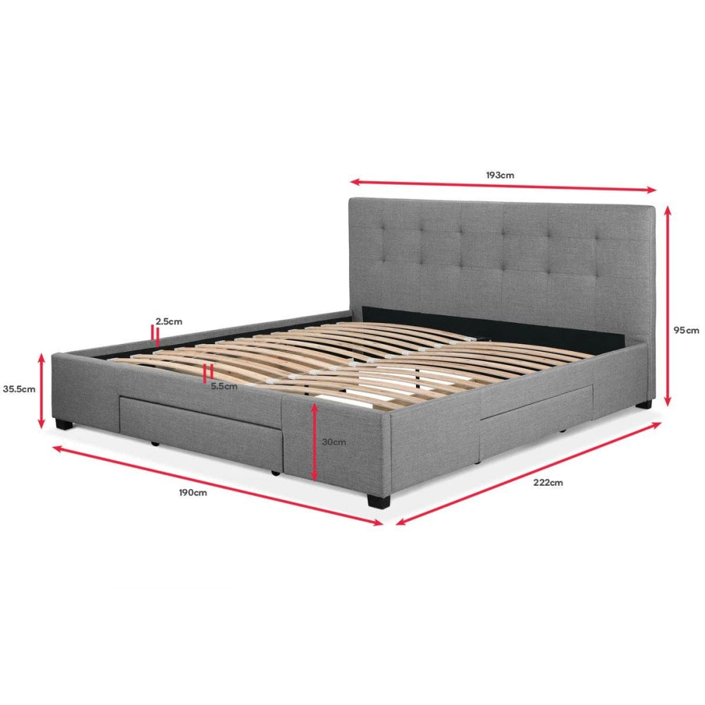 Manarola Collection 3 Drawer Bed Frame - Grey King Fast shipping On sale