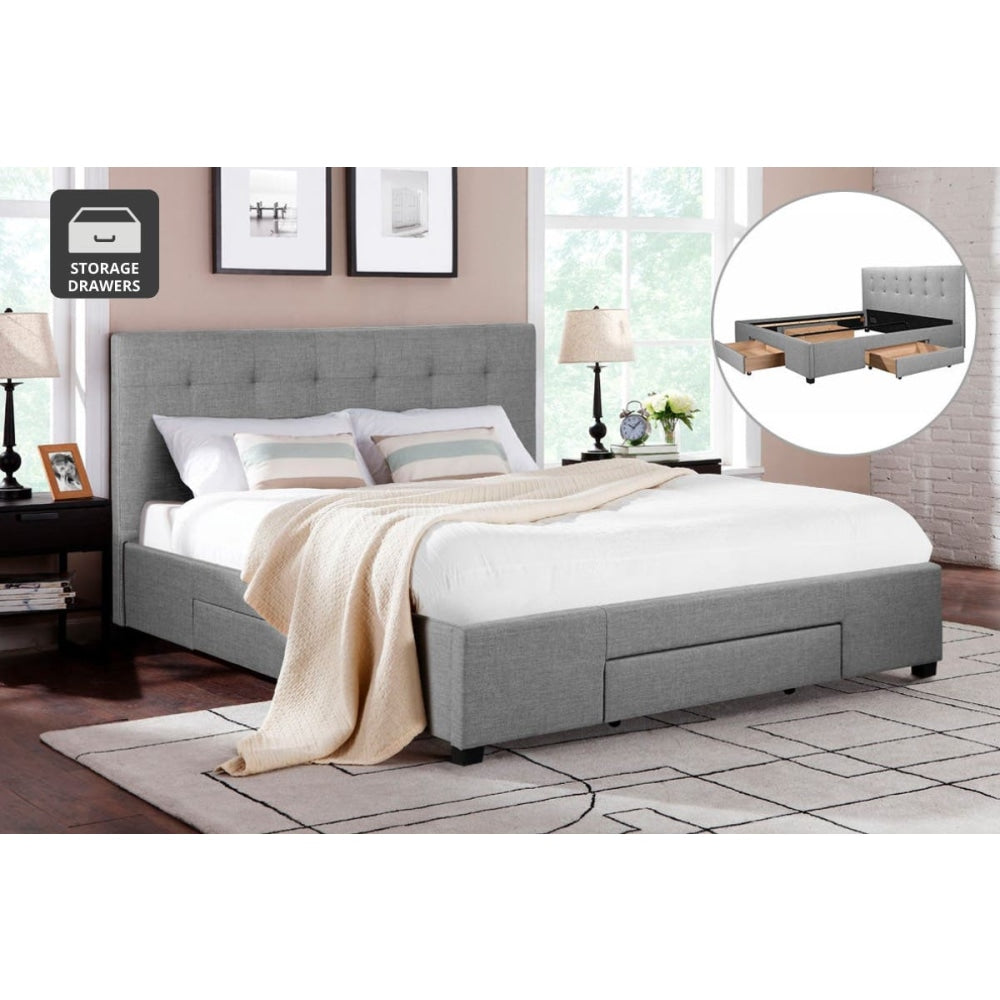 Manarola Collection 3 Drawer Bed Frame - Grey King Fast shipping On sale