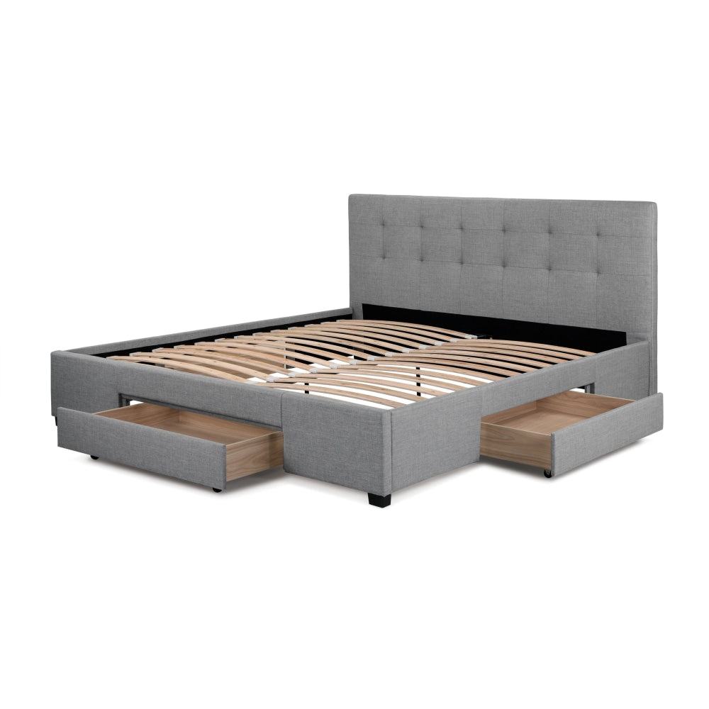 Manarola Collection 3 Drawer Bed Frame - Grey King Fast shipping On sale