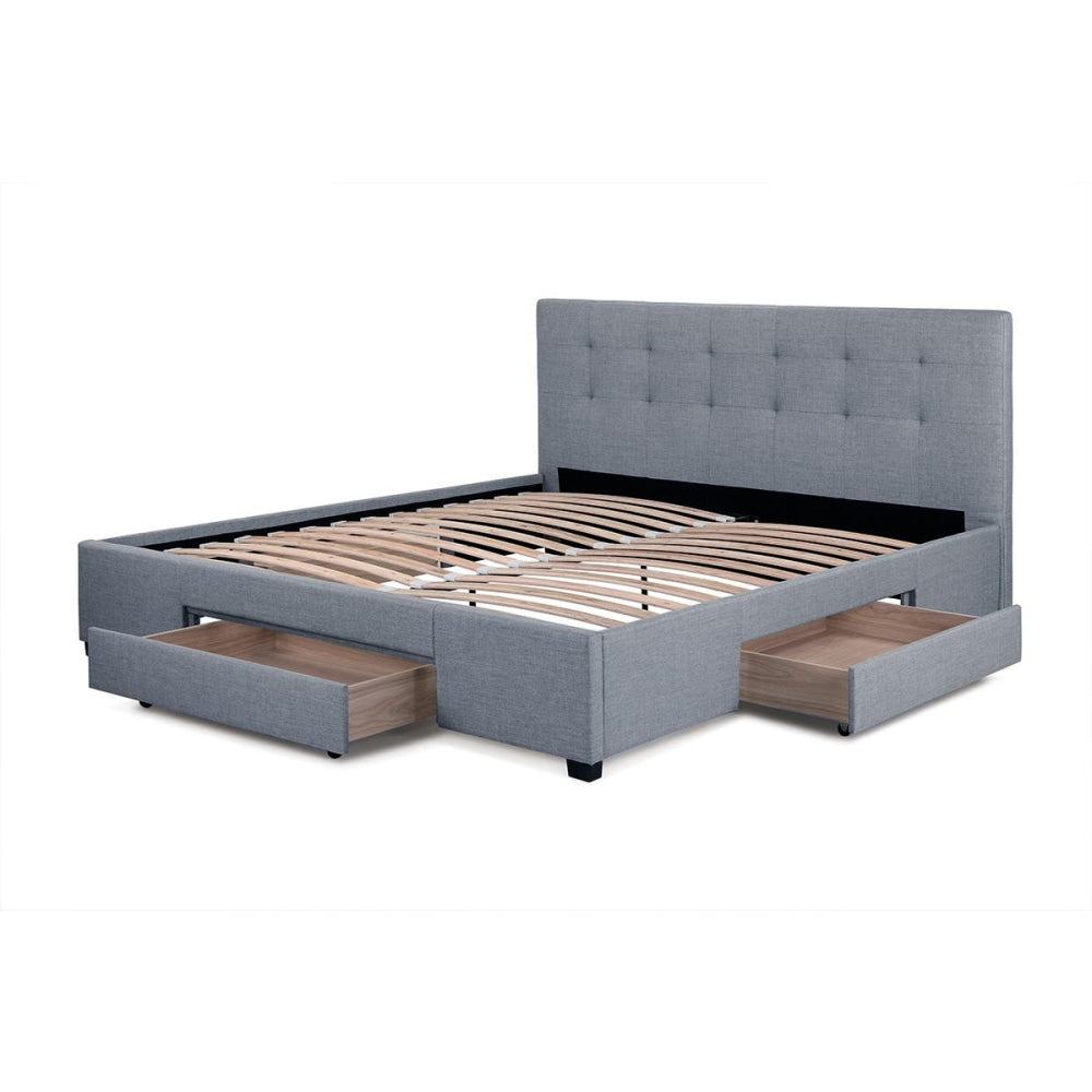 Manarola Collection 3 Drawer Bed Frame - Grey Queen Fast shipping On sale