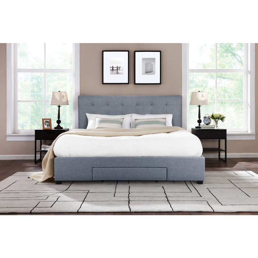 Manarola Collection 3 Drawer Bed Frame - Grey Queen Fast shipping On sale