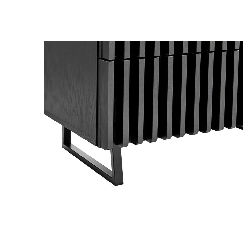 Manila Modern Slotted Design Chest of 4-Drawers Tallboy Storage Cabinet - Black Of Drawers Fast shipping On sale