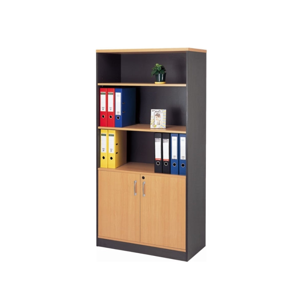 Mantone 2-Door High Bookcase Office Storage Cabinet - Select Beech/Ironstone Fast shipping On sale