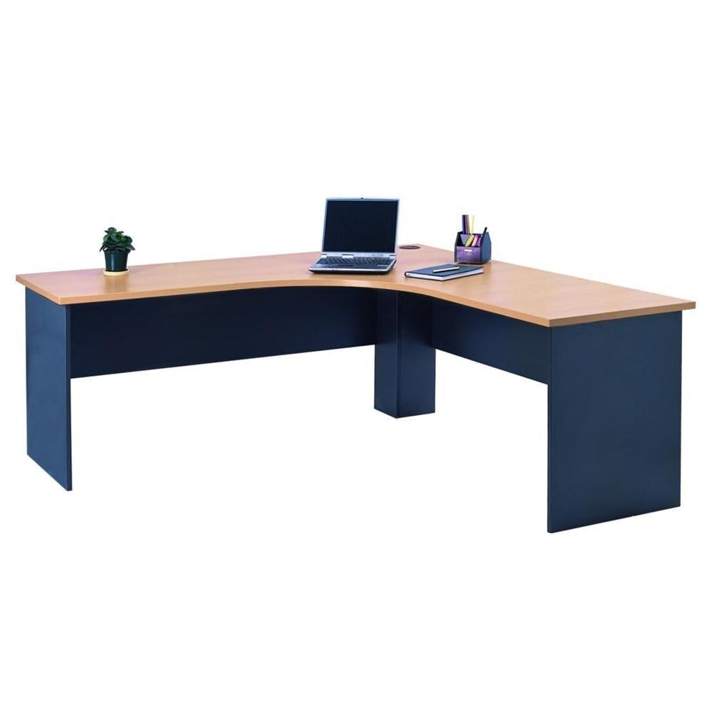 Mantone Corner Workstation L-Shape Executive Office Work Desk - 150cm - Select Beech/Ironstone Fast shipping On sale