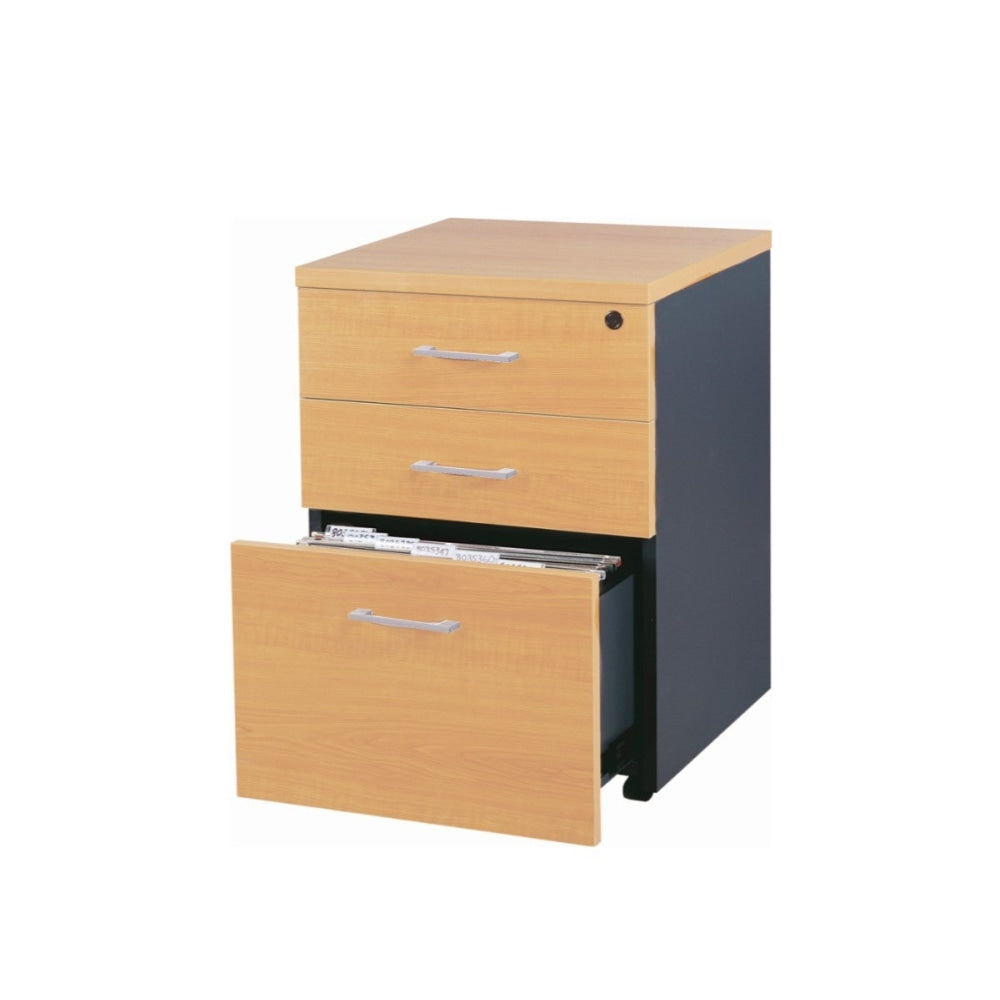 Mantone Mobile Pedestal Drawer Filing Cabinet Storage - Select Beech/Ironstone Fast shipping On sale