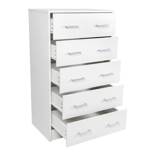 Marcus Modern Wooden Chest 5-Drawers Tallboy Storage Cabinet - White Of Drawers Fast shipping On sale