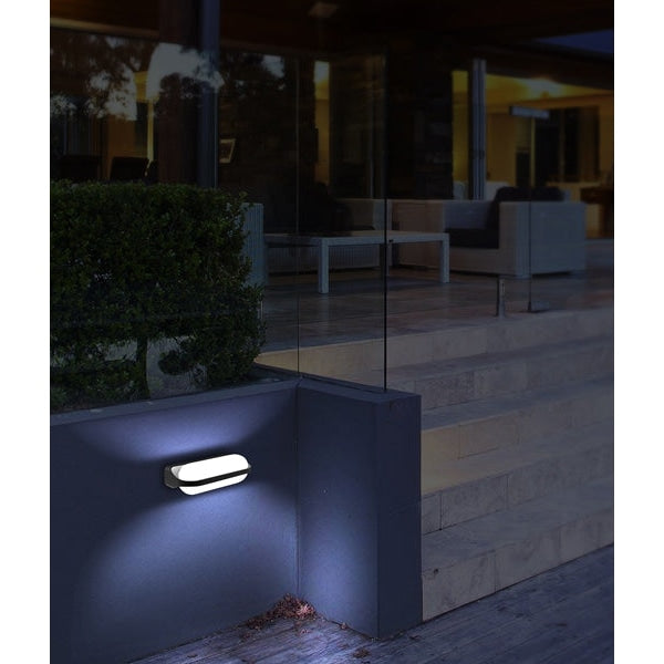 MARINA Wall Light Surface Mounted Up/Down 7W Oval Dark Grey 3000K IP65 Opal Diffuser 380LM Lamp Fast shipping On sale