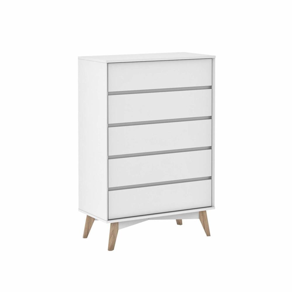 Marissa Chest Of 5 - Drawers Tallboy - White Drawers Fast shipping On sale