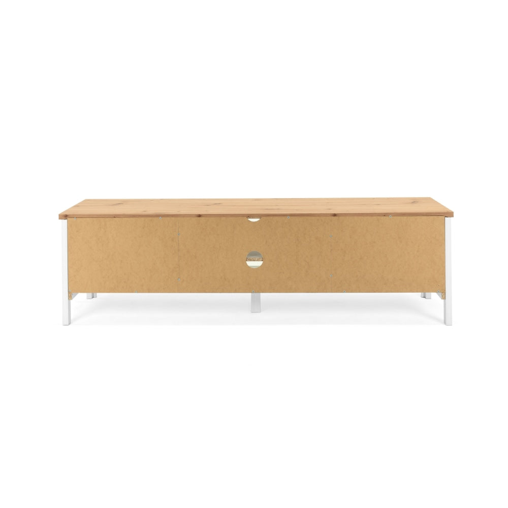 Mark Lowline Wooden Entertainment Unit TV Stand 160cm W/ 2-Drawers - White/Oak Fast shipping On sale