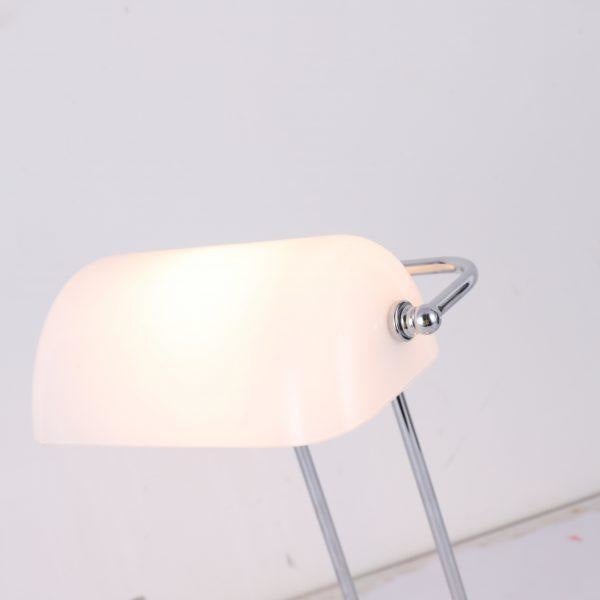 Mark Table Desk Lamp W/ USB Charger Chrome Metal Base White Glass Shade Fast shipping On sale