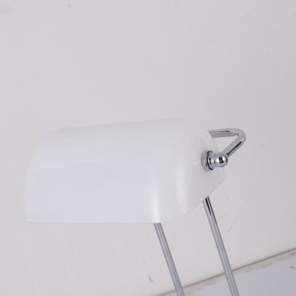 Mark Table Desk Lamp W/ USB Charger Chrome Metal Base White Glass Shade Fast shipping On sale
