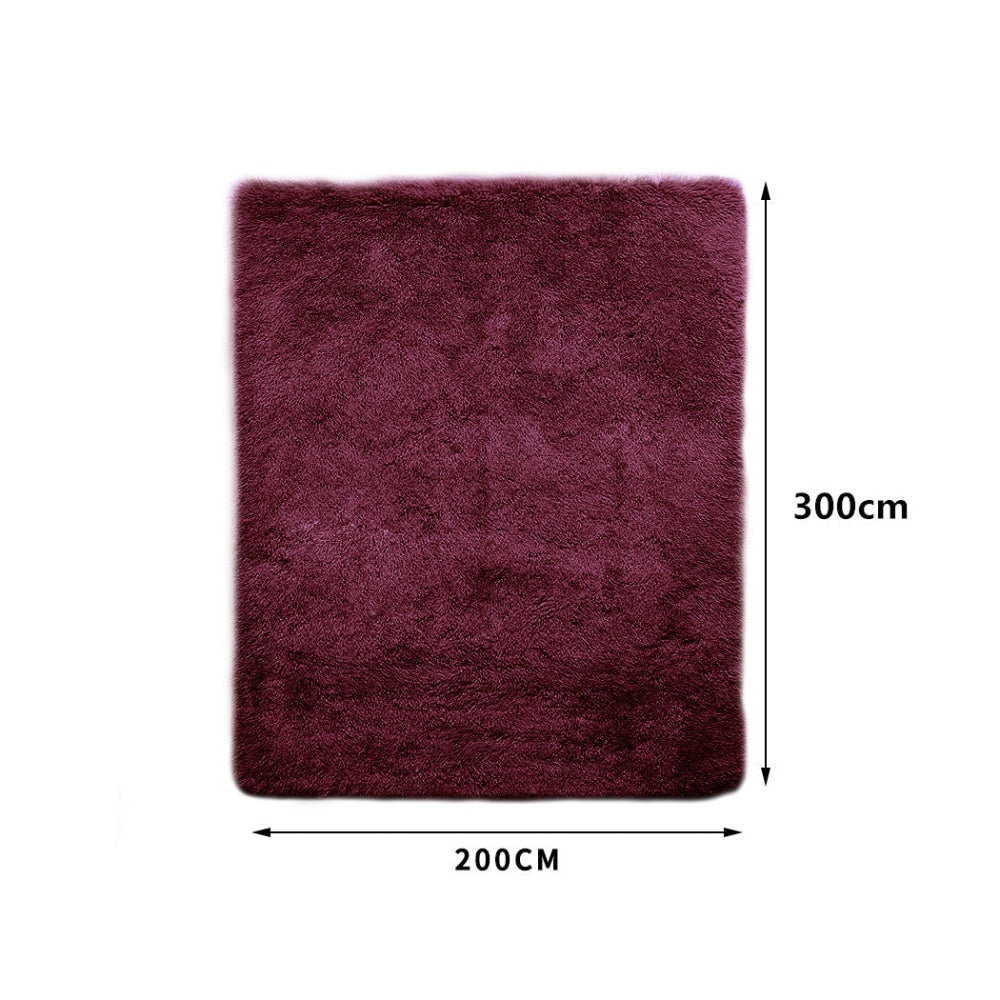 Marlow Floor Mat Rugs Shaggy Rug Area Carpet Large Soft Mats 300x200cm Burgundy Fast shipping On sale