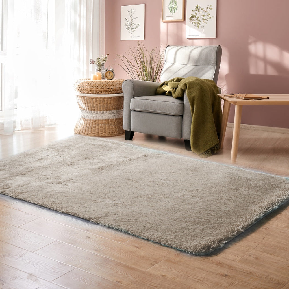 Marlow Floor Mat Rugs Shaggy Rug Area Carpet Large Soft Mats 300x200cm Tan Fast shipping On sale