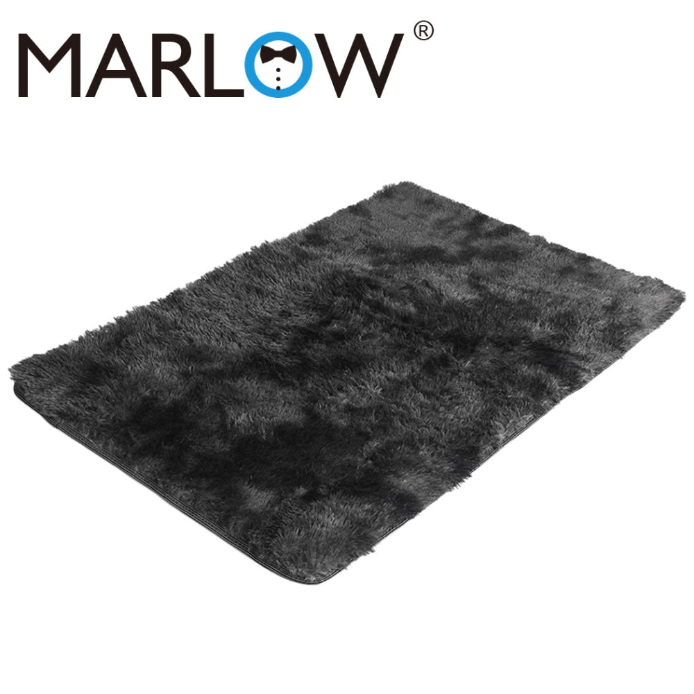 Marlow Floor Rug Shaggy Rugs Soft Large Carpet Area Tie - dyed 120x160cm Black Fast shipping On sale