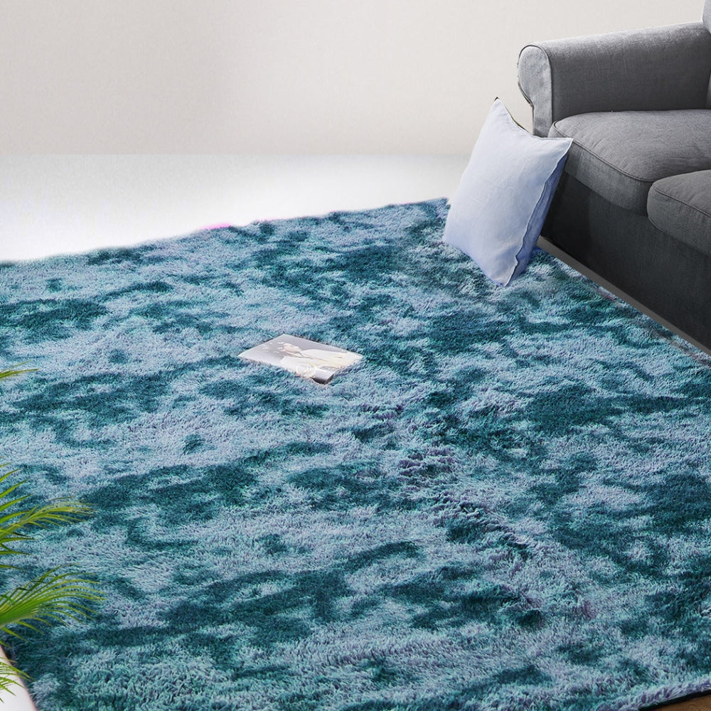Marlow Floor Rug Shaggy Rugs Soft Large Carpet Area Tie-dyed 140x200cm Blue Fast shipping On sale