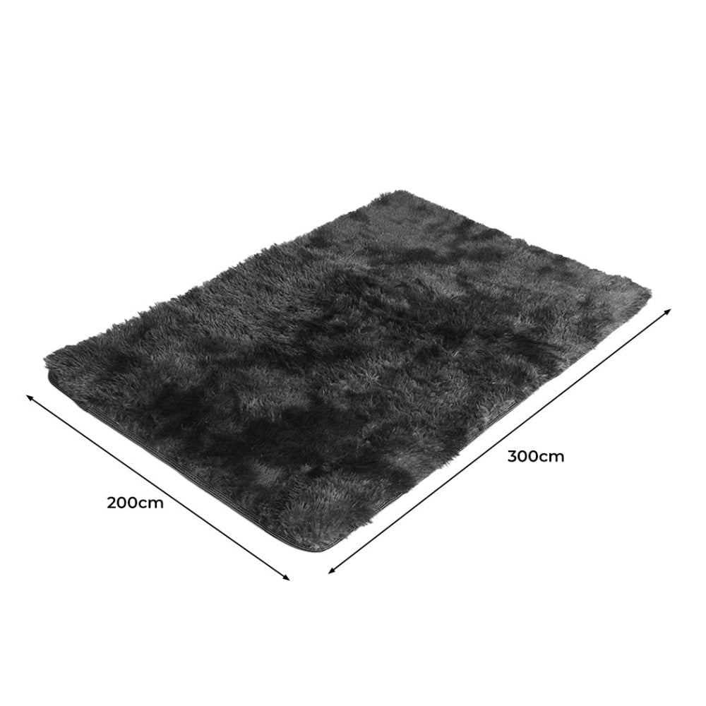 Marlow Floor Rug Shaggy Rugs Soft Large Carpet Area Tie-dyed 200x300cm Black Fast shipping On sale