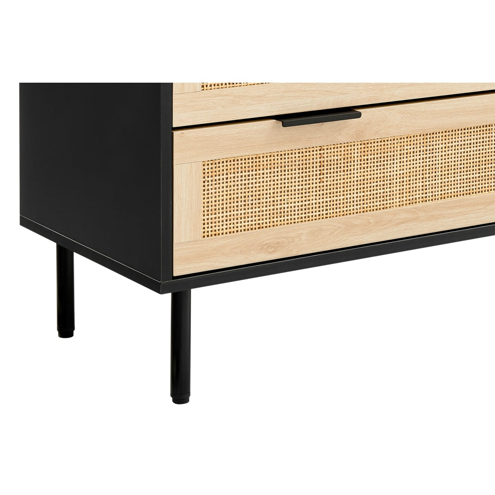 Marrakesh Chest of 3-Drawers Lowboy Storage Cabinet - Black/Rattan Of Drawers Fast shipping On sale