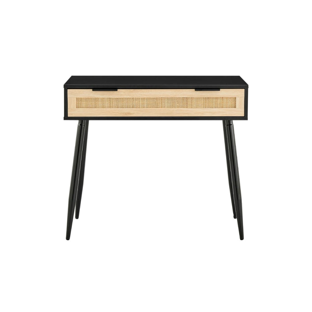 Marrakesh Hallway Console Hall Table W/ 1-Drawer - Black/Rattan Fast shipping On sale
