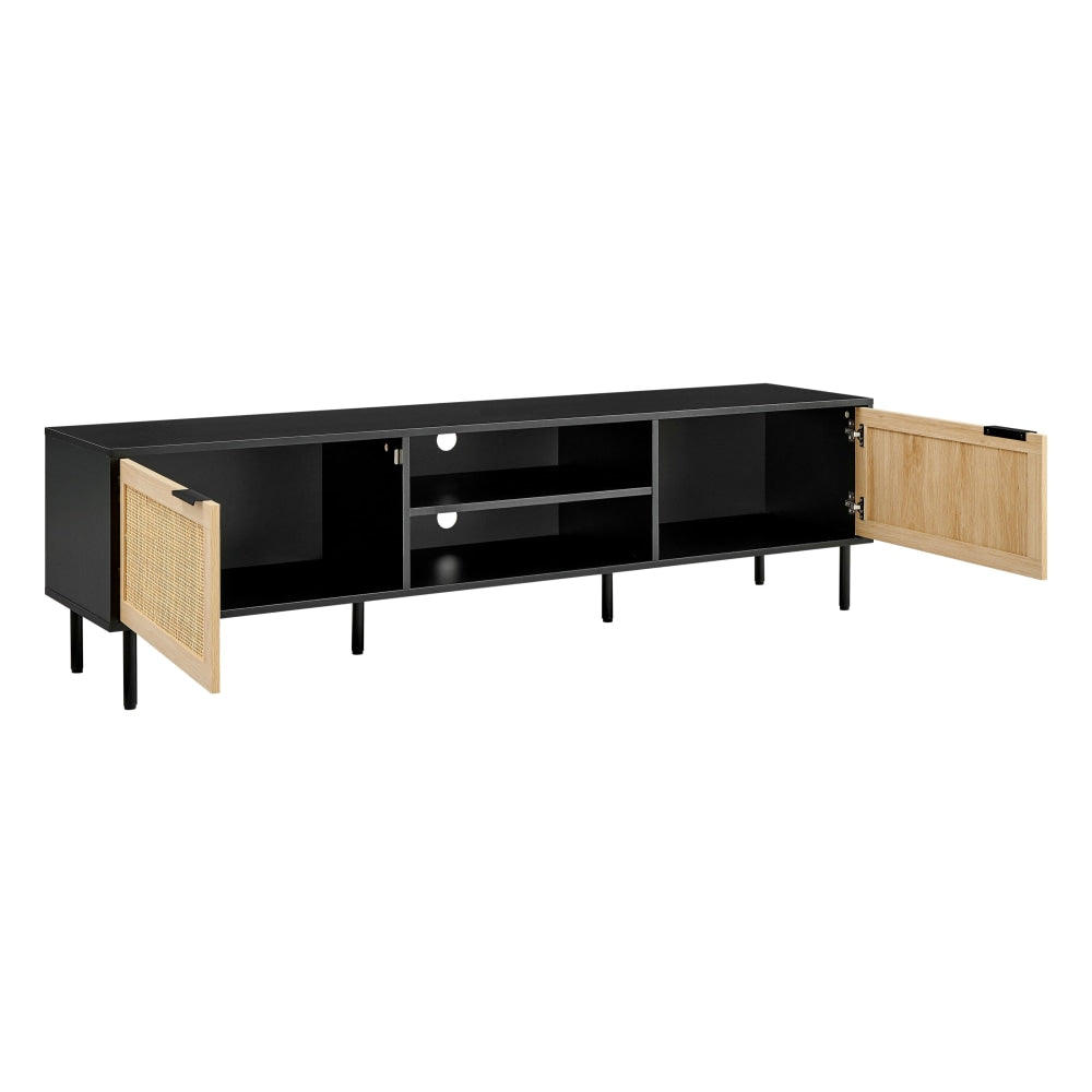 Marrakesh Lowline Entertainment Unit TV Stand Storage Cabinet 180cm - Black/Natural Fast shipping On sale