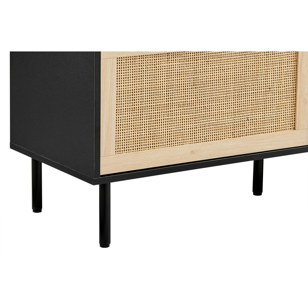 Marrakesh Lowline Entertainment Unit TV Stand Storage Cabinet 180cm - Black/Natural Fast shipping On sale