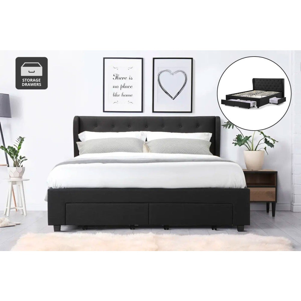 Marseille Storage Bed Frame - Black Double Fast shipping On sale