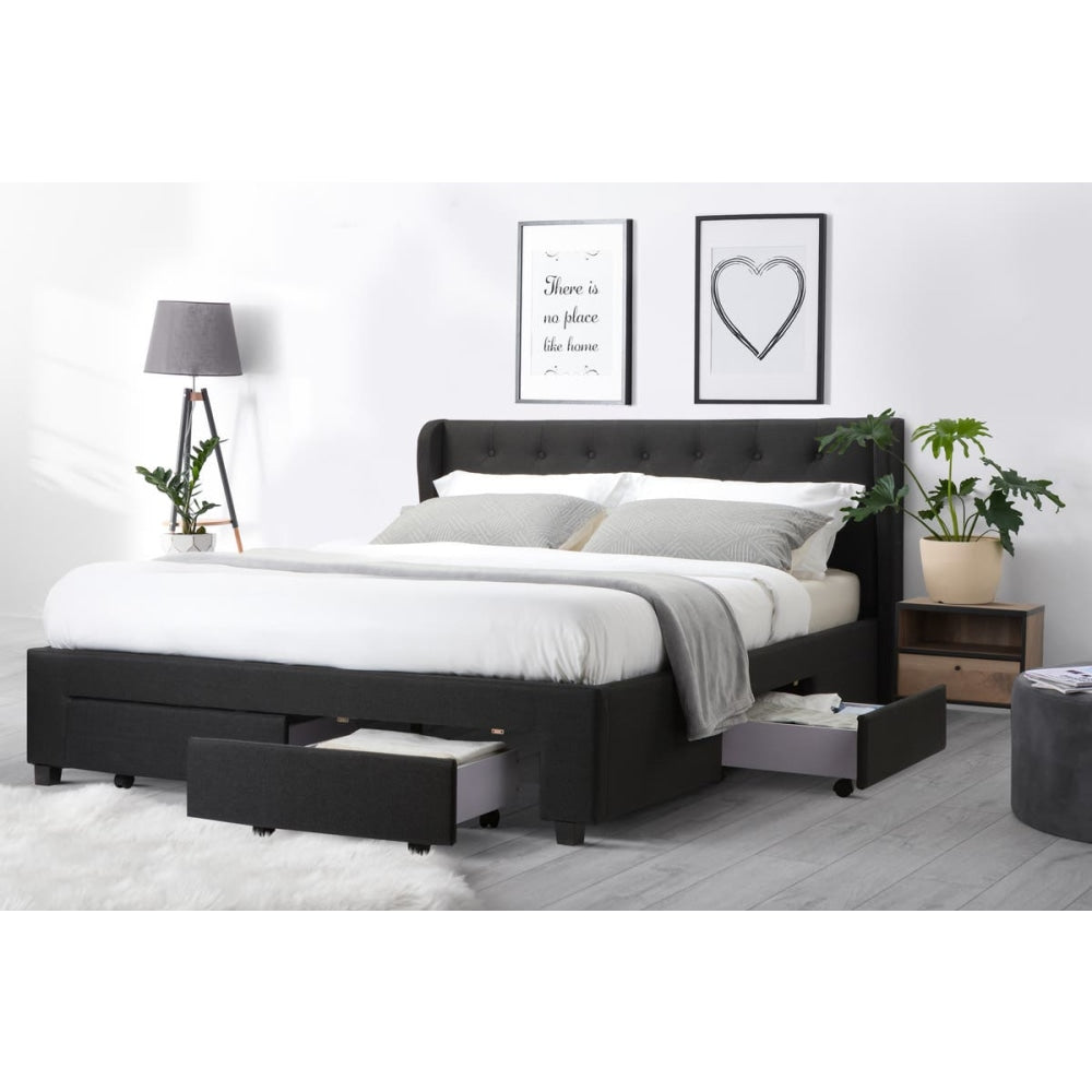 Marseille Storage Bed Frame - Black Double Fast shipping On sale