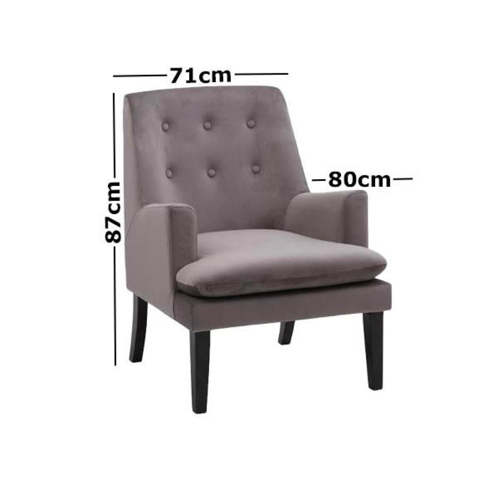 Masha Velvet Fabric Accent Lounge Arm Chair - Grey Fast shipping On sale