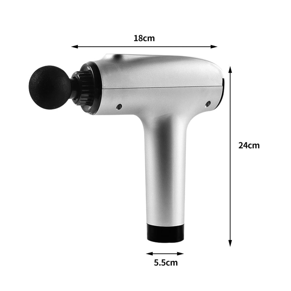 Massage Gun Deep Tissue Percussion Massager Muscle Vibrating Relaxing LCD 4 Head Silver Fast shipping On sale