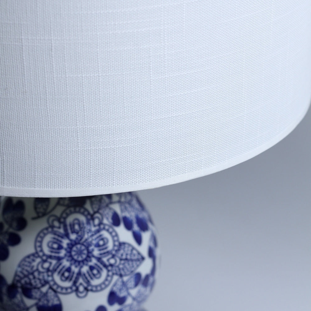 Maya Blue Ceramic Oriental Table Lamp Light Linen Shade White Fast shipping On sale