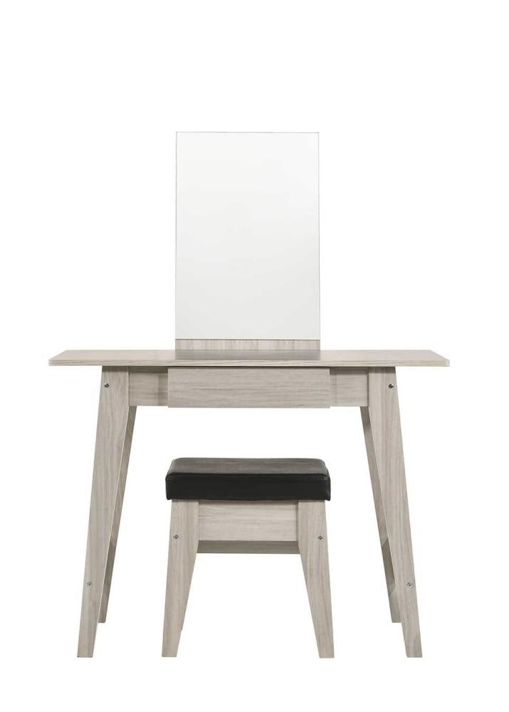 Maze 1 - Drawer Dressing Table With PU Leather Stool - White Oak Fast shipping On sale