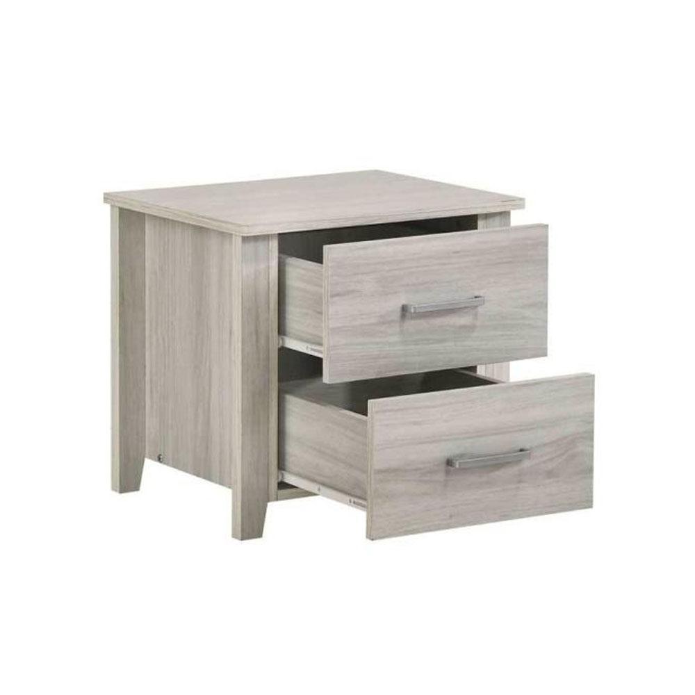 Maze 2-Drawers Nightstand Bedside End Lamp Table - White Oak Fast shipping On sale