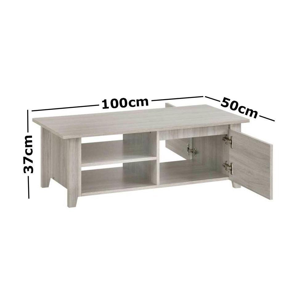 Maze Coffee Table With 2 Open Door Shelves - White Oak Fast shipping On sale