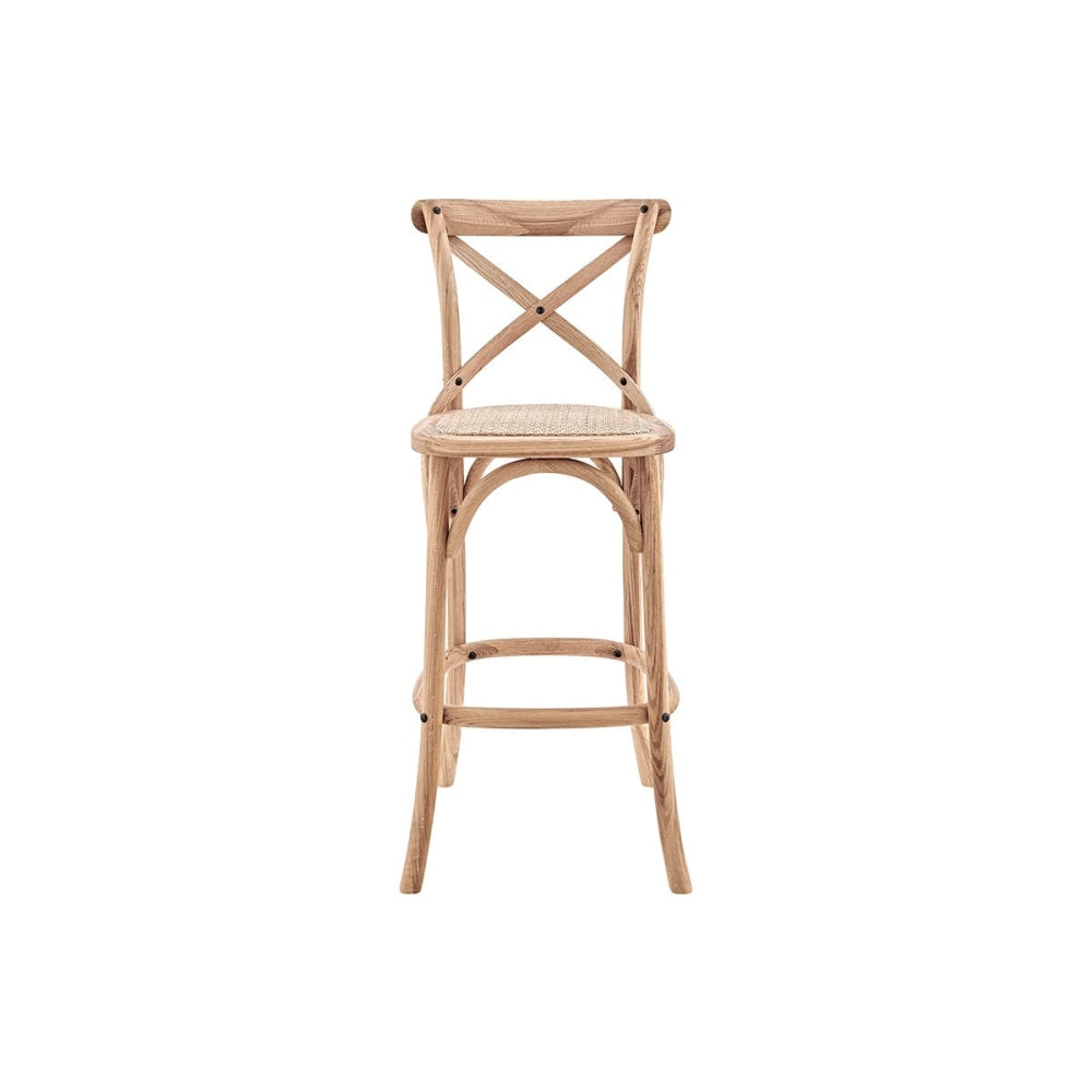 Melrose Cross Back Wooden Kitchen Counter Bar Stool Rattan Seat - Oak/Natural Natural Fast shipping On sale